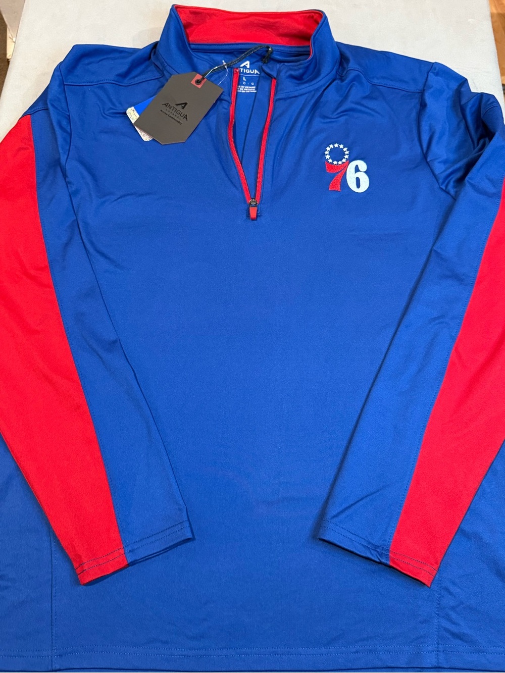 Antigua Royal Blue & Red 76 Quarter-Zip Pullover